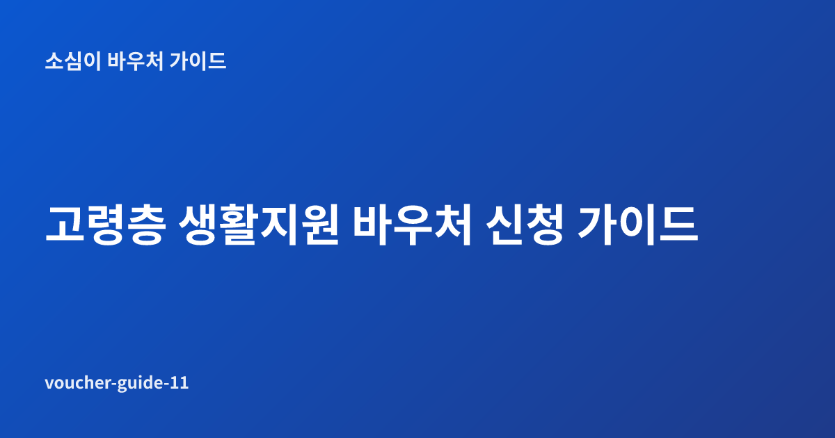 고령층 생활지원 바우처 신청 가이드