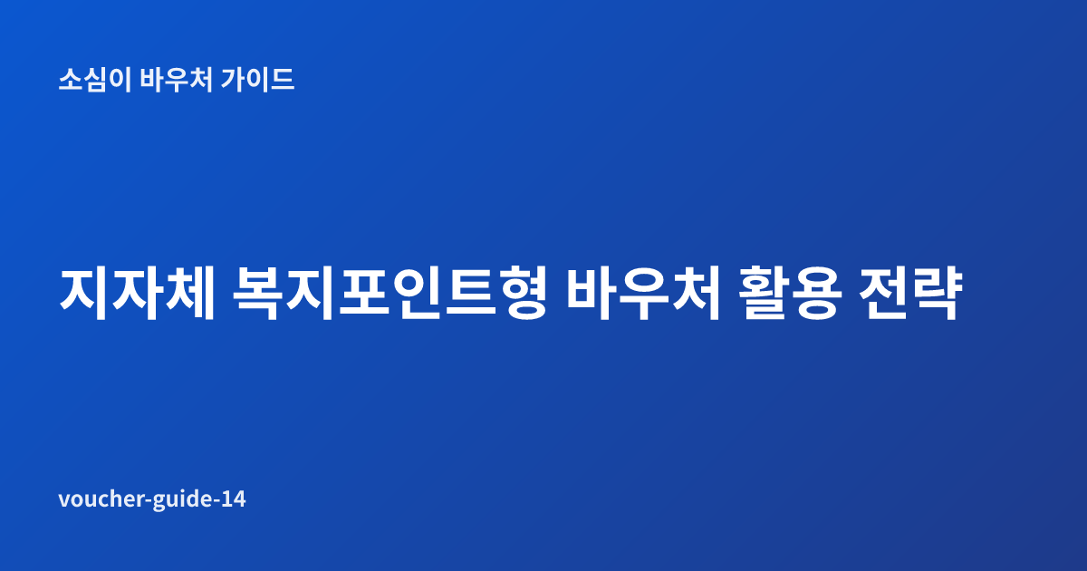 지자체 복지포인트형 바우처 활용 전략